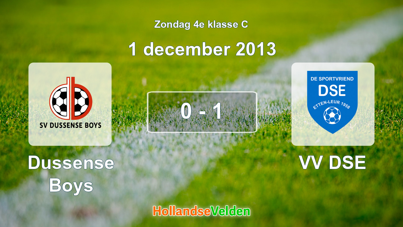 Gespeelde wedstrijd: Dussense Boys - VV DSE 0 - 1 (1 december 2013)