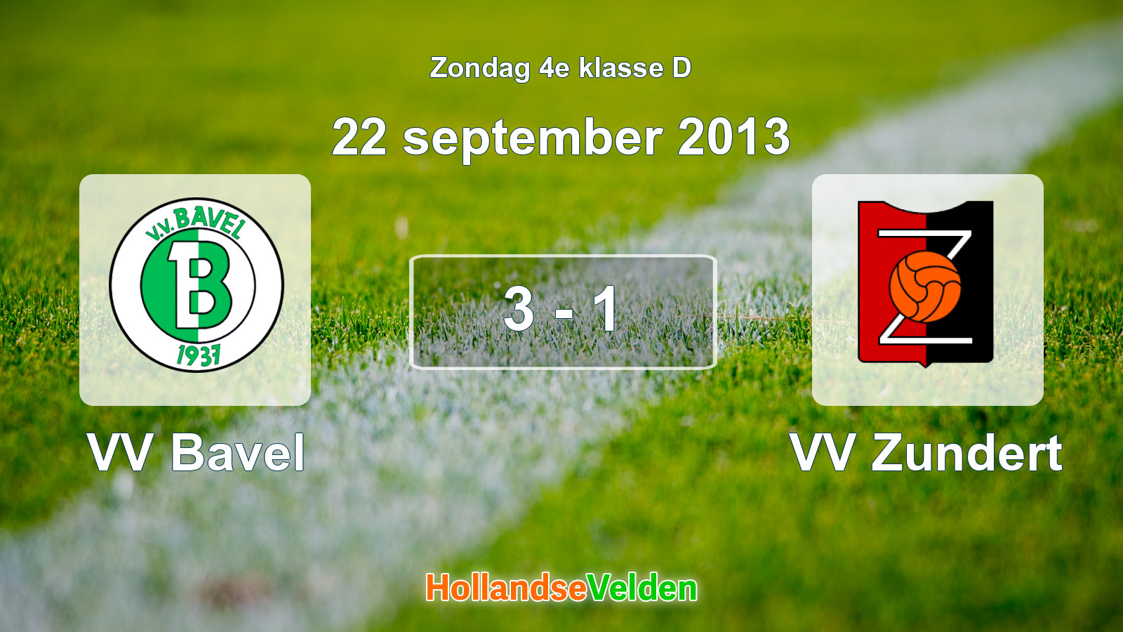 Gespeelde wedstrijd: VV Bavel - VV Zundert 3 - 1 (22 september 2013)