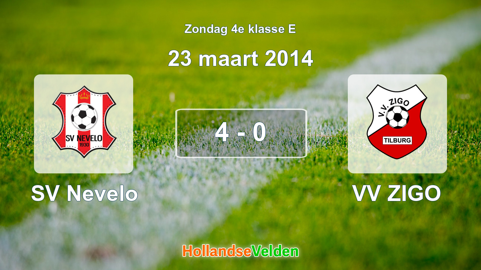 Gespeelde wedstrijd: SV Nevelo - VV ZIGO 4 - 0 (23 maart 2014)