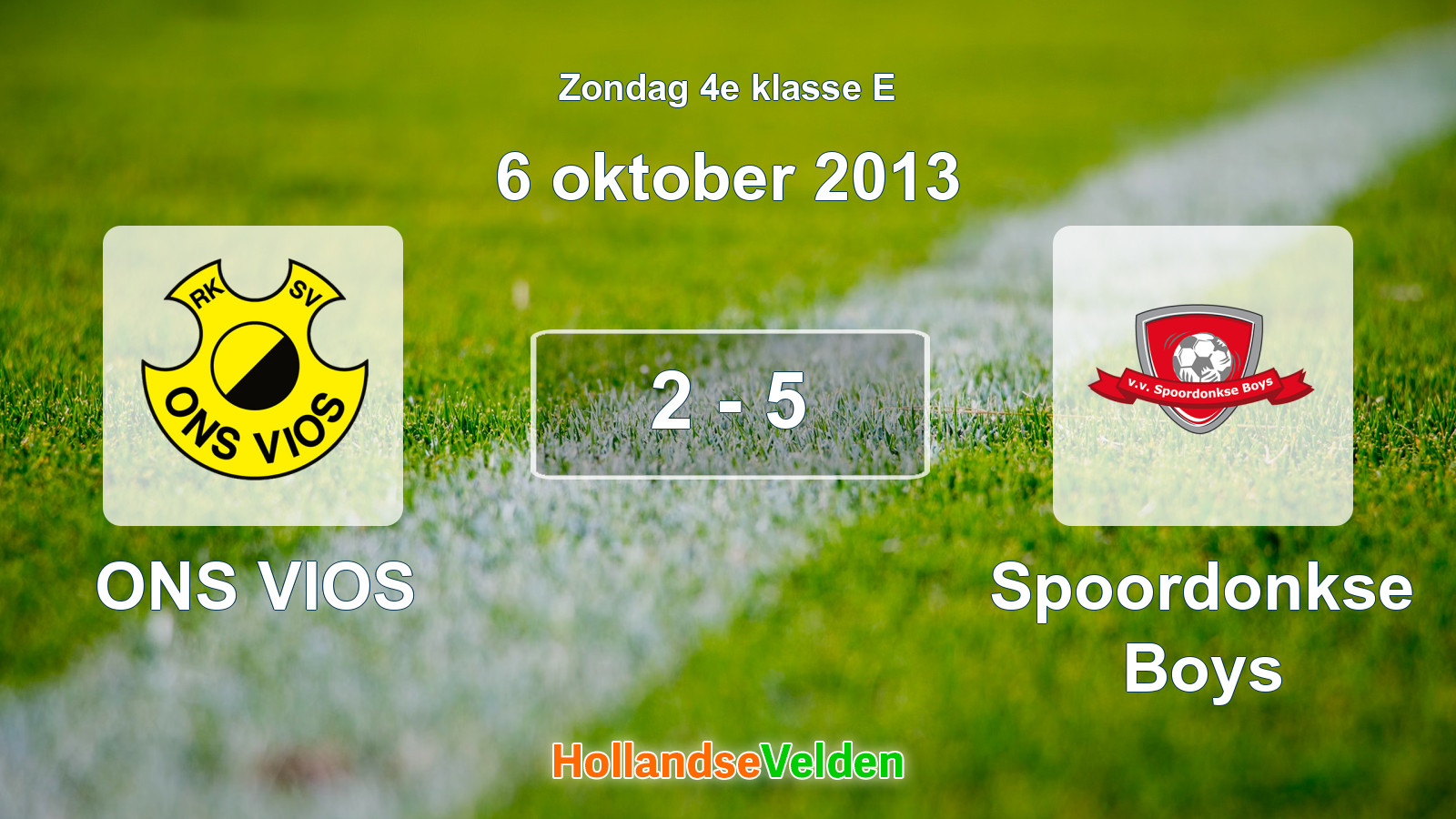 Gespeelde wedstrijd: ONS VIOS - Spoordonkse Boys 2 - 5 (6 oktober 2013)