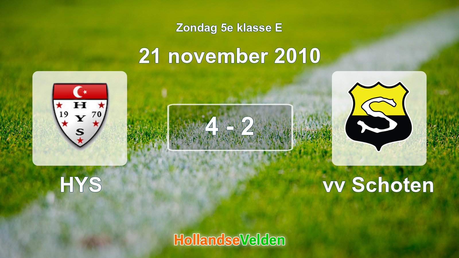 Gespeelde wedstrijd: HYS - vv Schoten 4 - 2 (21 november 2010)