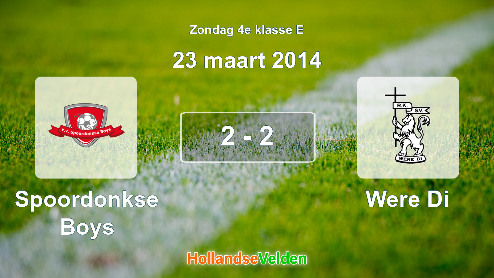 Gespeelde wedstrijd: Spoordonkse Boys - Were Di 2 - 2 (23 maart 2014)