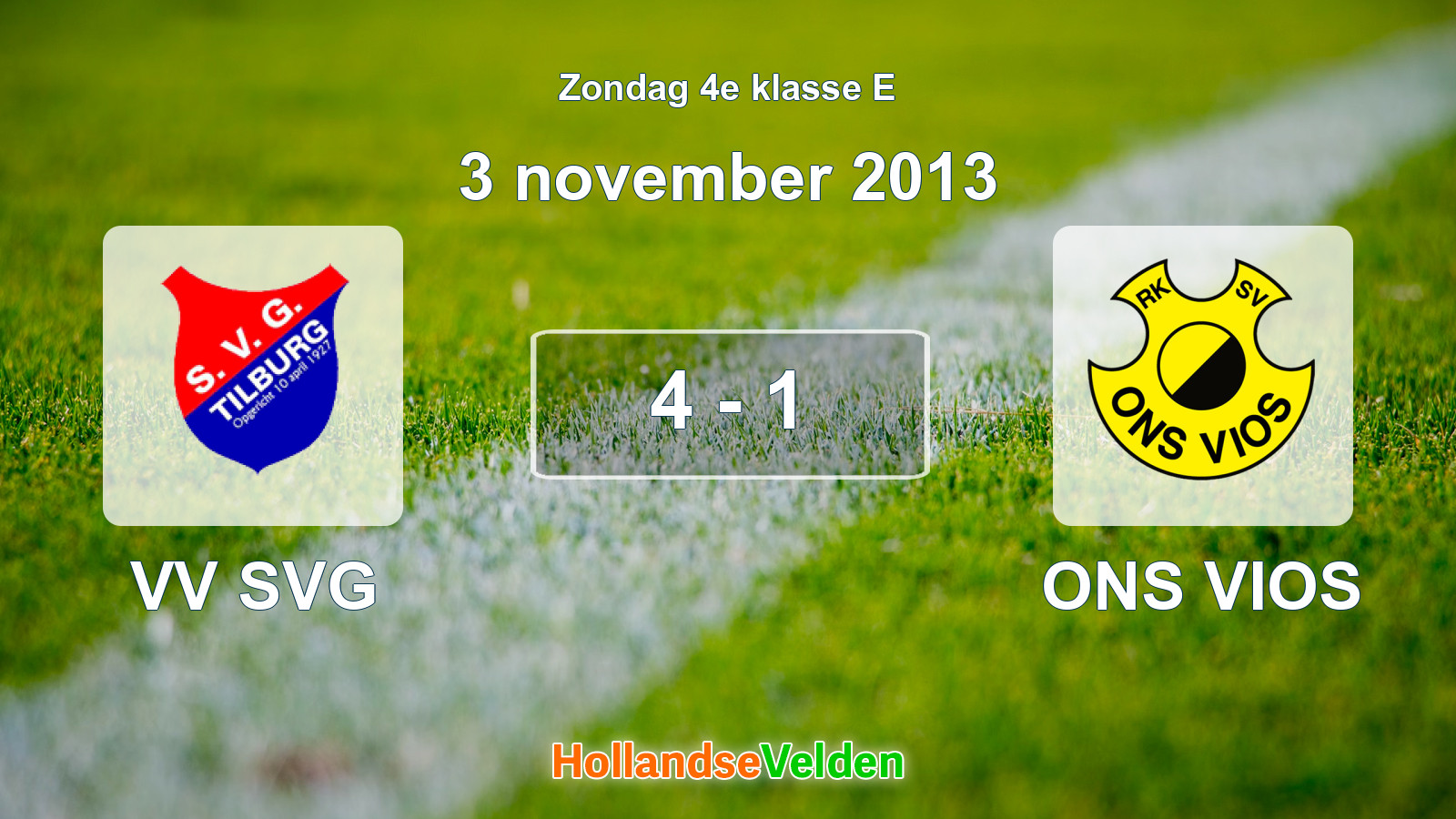 Gespeelde wedstrijd: VV SVG - ONS VIOS 4 - 1 (3 november 2013)