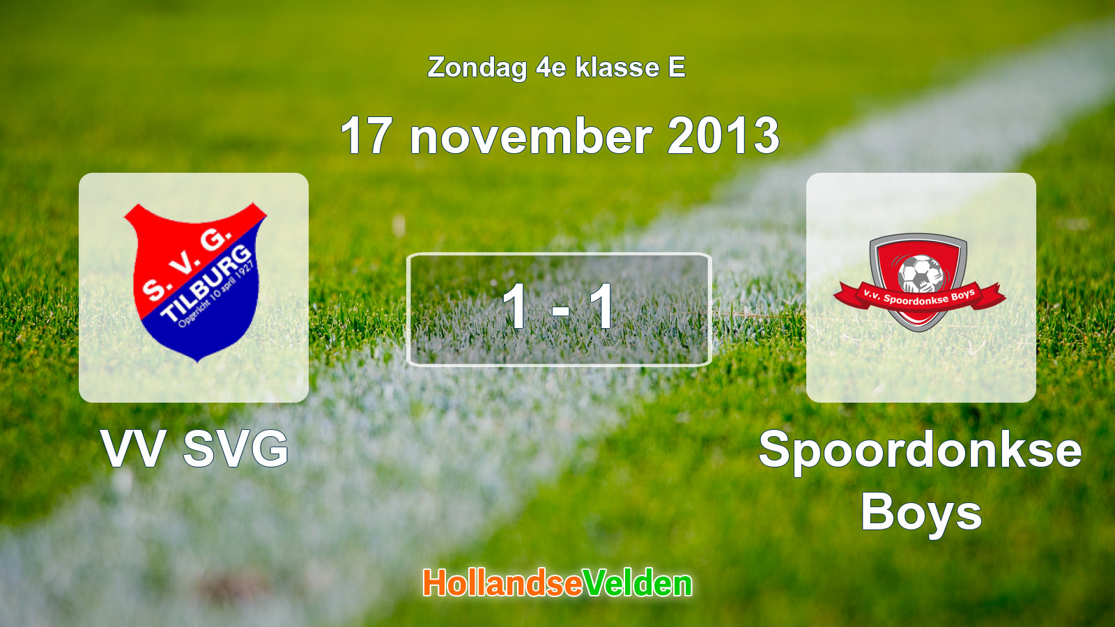 Gespeelde wedstrijd: VV SVG - Spoordonkse Boys 1 - 1 (17 november 2013)