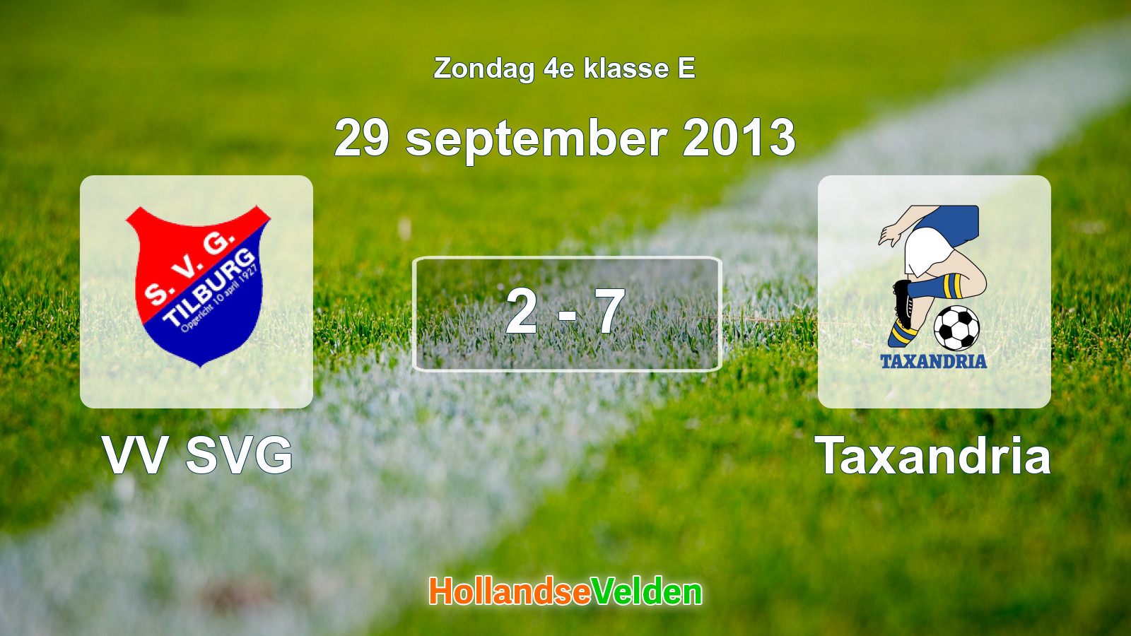 Gespeelde wedstrijd: VV SVG - Taxandria 2 - 7 (29 september 2013)