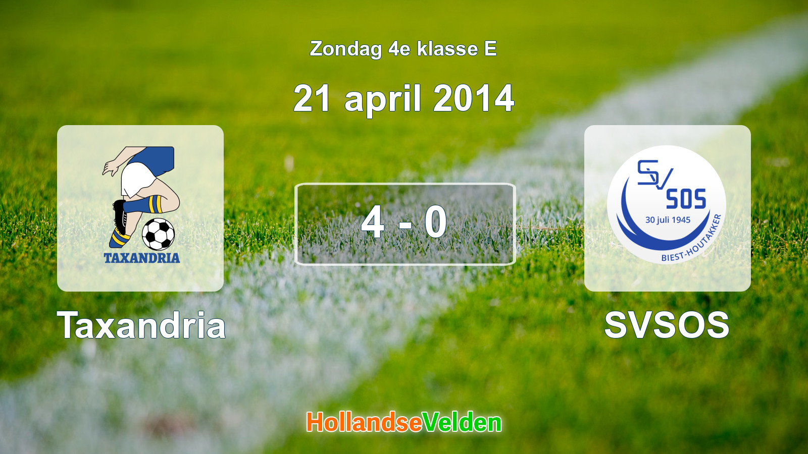 Gespeelde wedstrijd: Taxandria - SVSOS 4 - 0 (21 april 2014)