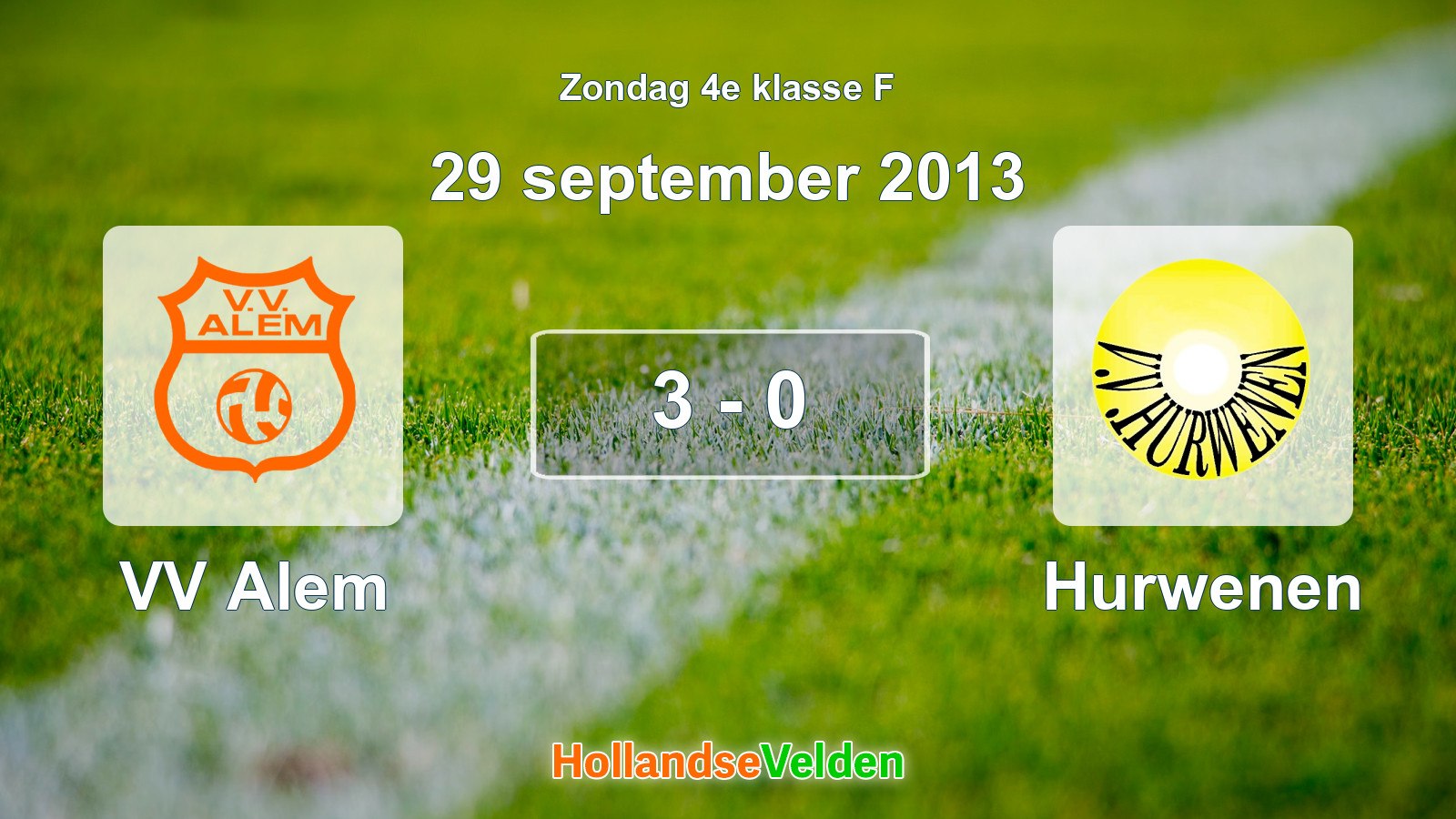 Gespeelde wedstrijd: VV Alem - Hurwenen 3 - 0 (29 september 2013)