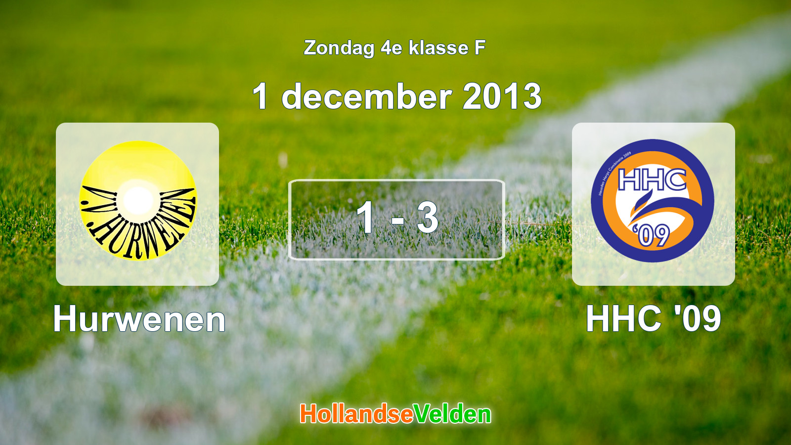 Gespeelde wedstrijd: Hurwenen - HHC '09 1 - 3 (1 december 2013)