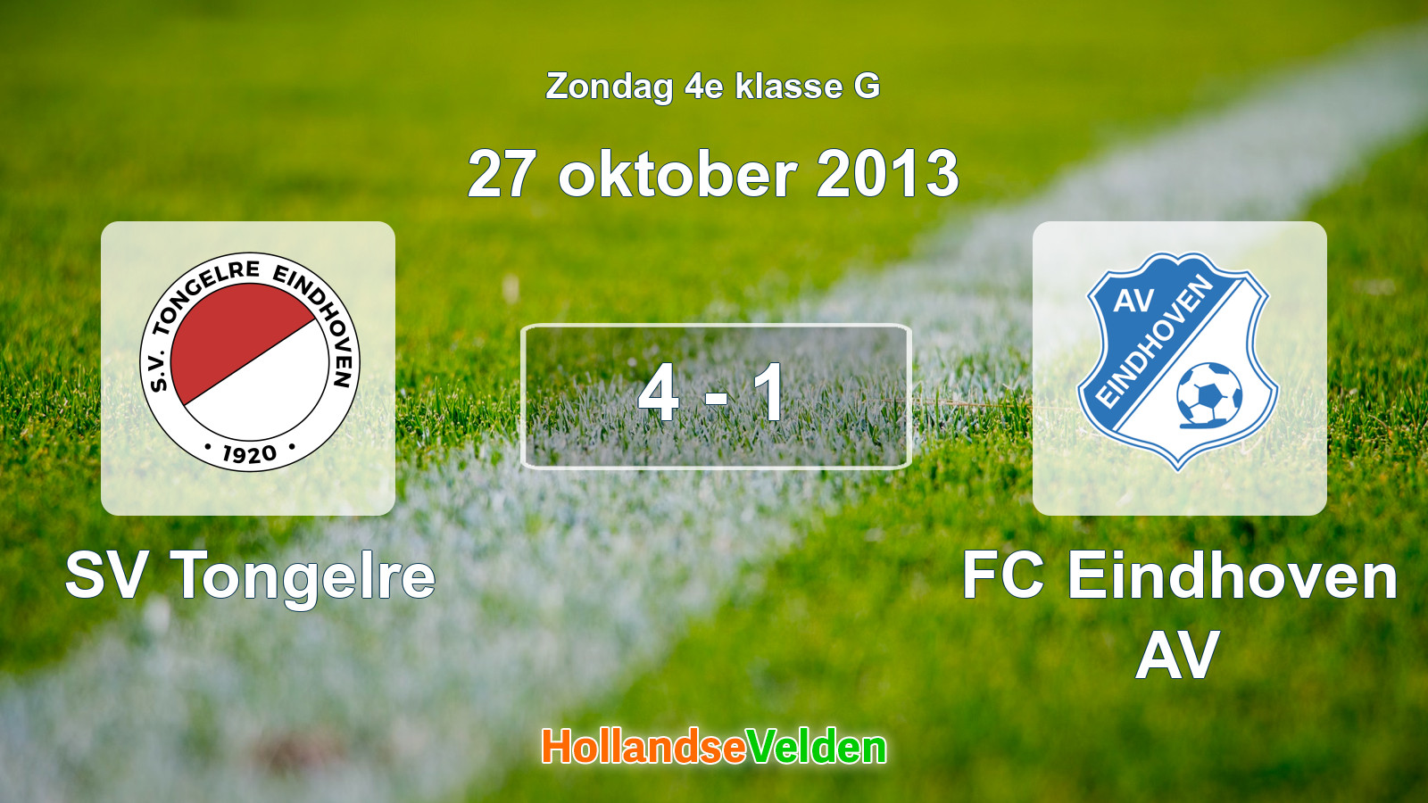 Gespeelde wedstrijd: SV Tongelre - FC Eindhoven AV 4 - 1 (27 oktober 2013)