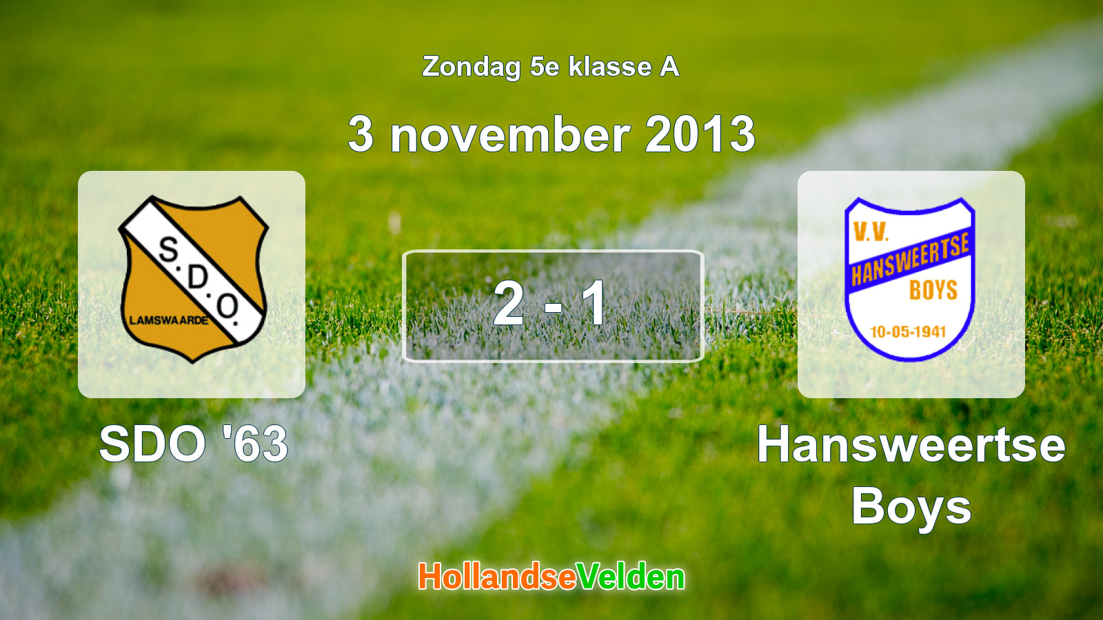 Gespeelde wedstrijd: SDO '63 - Hansweertse Boys 2 - 1 (3 november 2013)