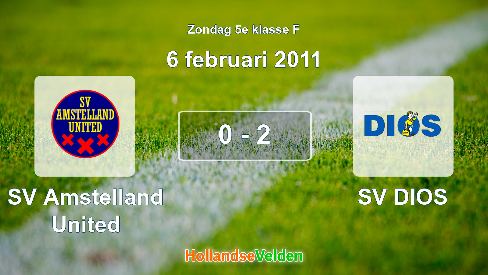 Gespeelde wedstrijd: SV Amstelland United - SV DIOS 0 - 2 (6 februari 2011)