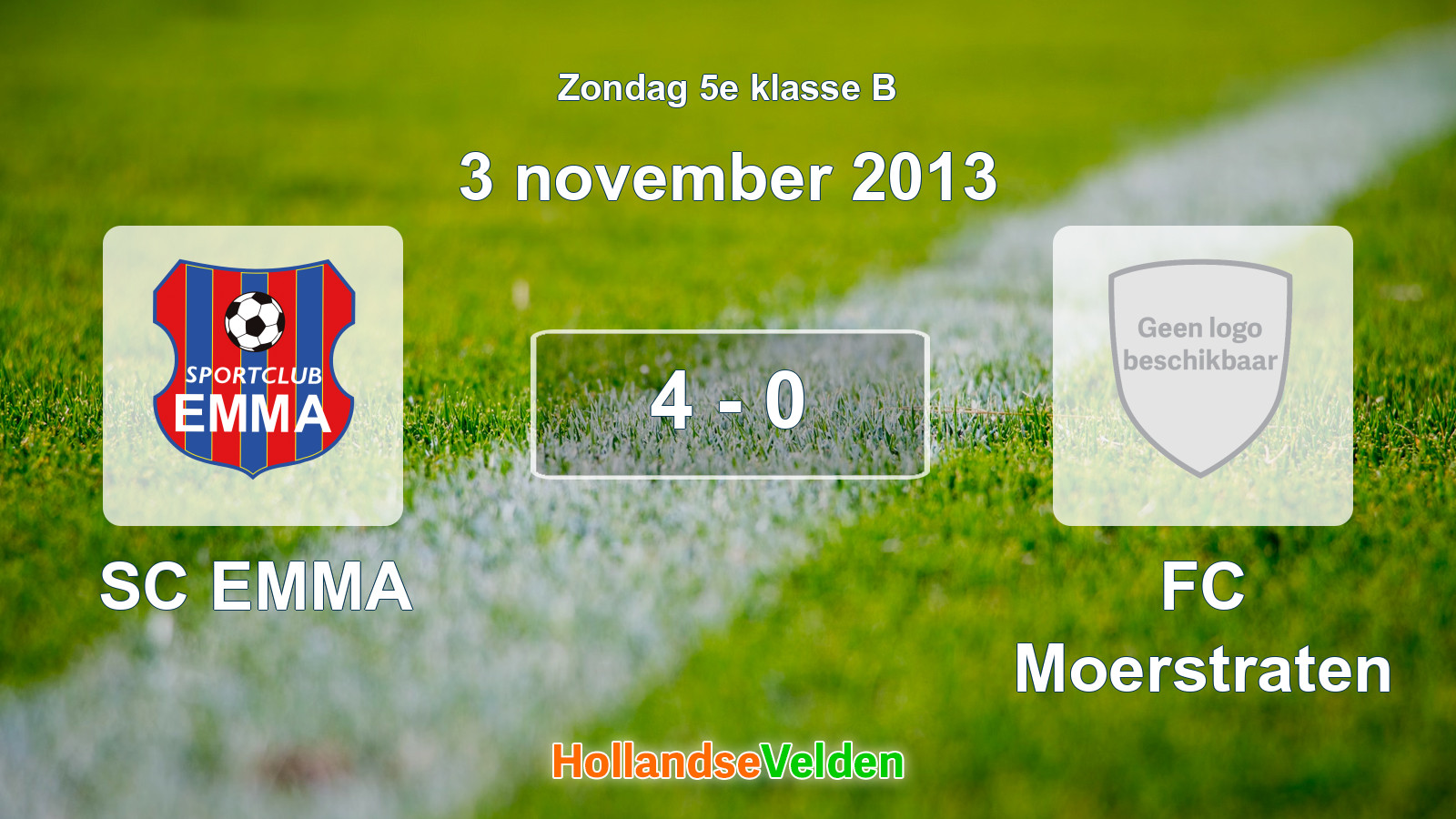 Gespeelde wedstrijd: SC EMMA - FC Moerstraten 4 - 0 (3 november 2013)