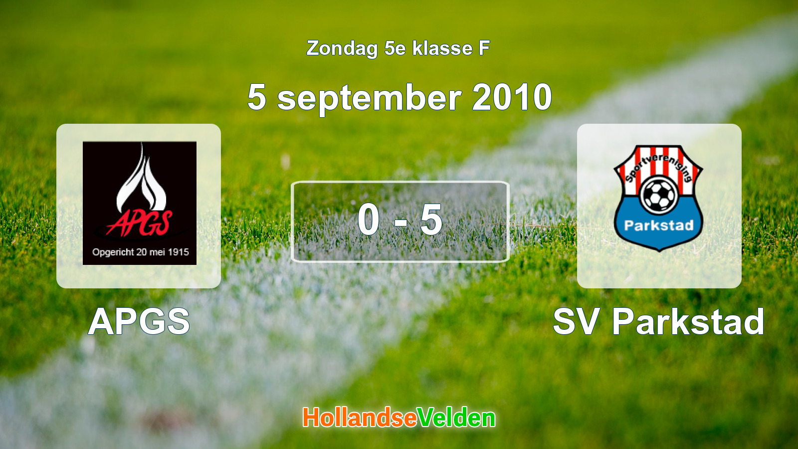 Gespeelde wedstrijd: APGS - SV Parkstad 0 - 5 (5 september 2010)