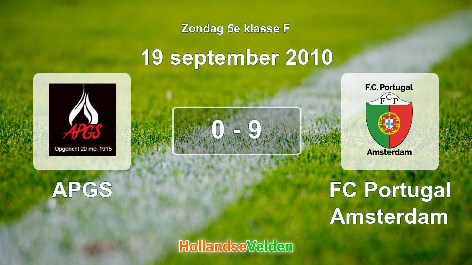 Gespeelde wedstrijd: APGS - FC Portugal Amsterdam 0 - 9 (19 september 2010)