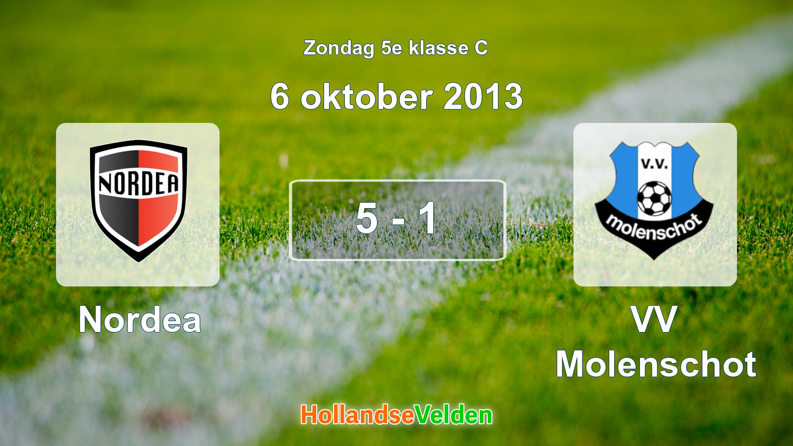 Gespeelde wedstrijd: Nordea - VV Molenschot 5 - 1 (6 oktober 2013)