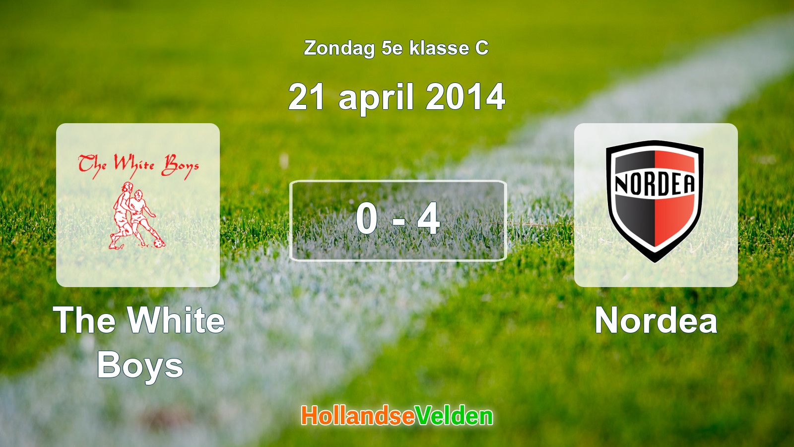 Gespeelde wedstrijd: The White Boys - Nordea 0 - 4 (21 april 2014)