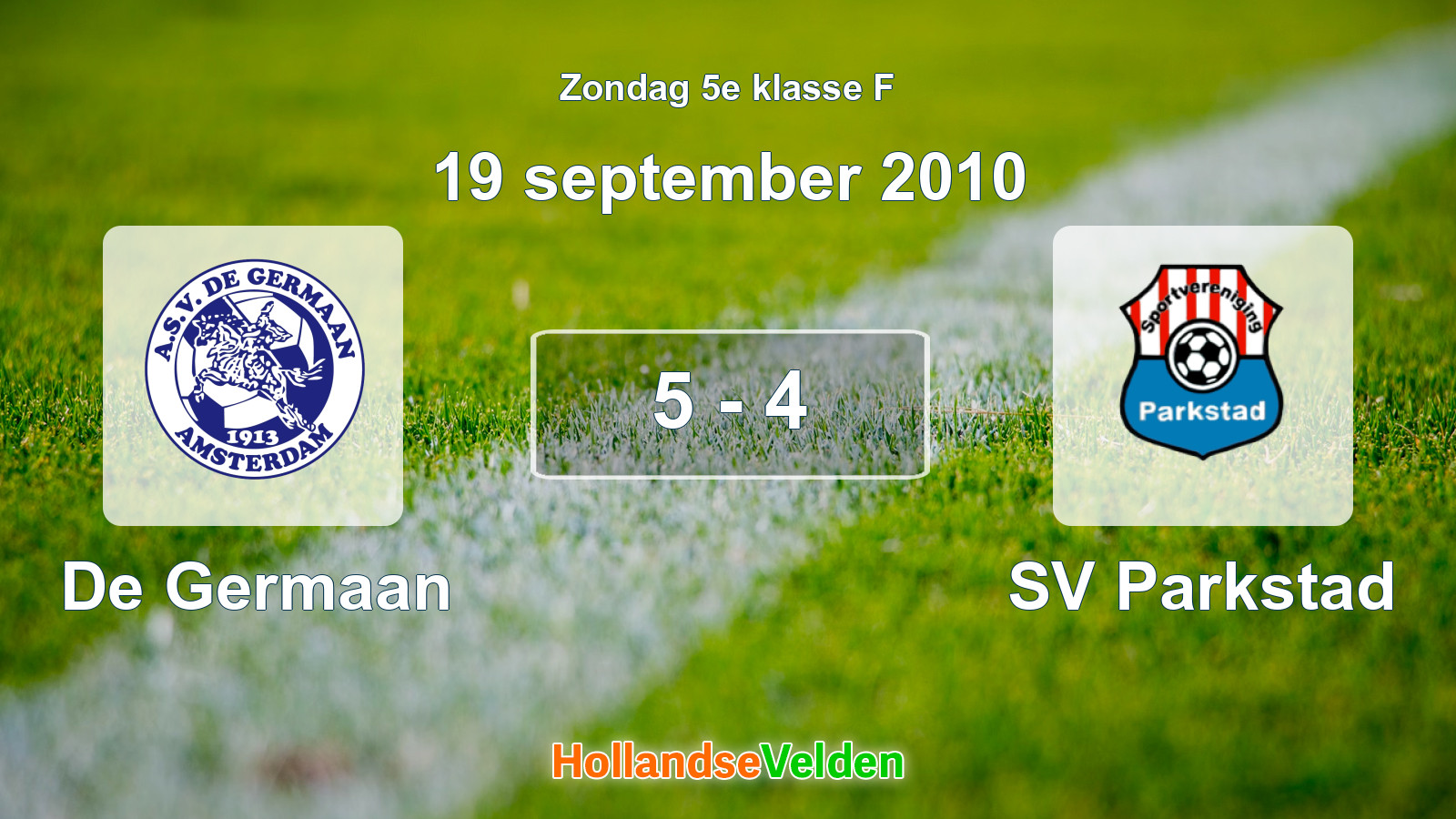 Gespeelde wedstrijd: De Germaan - SV Parkstad 5 - 4 (19 september 2010)