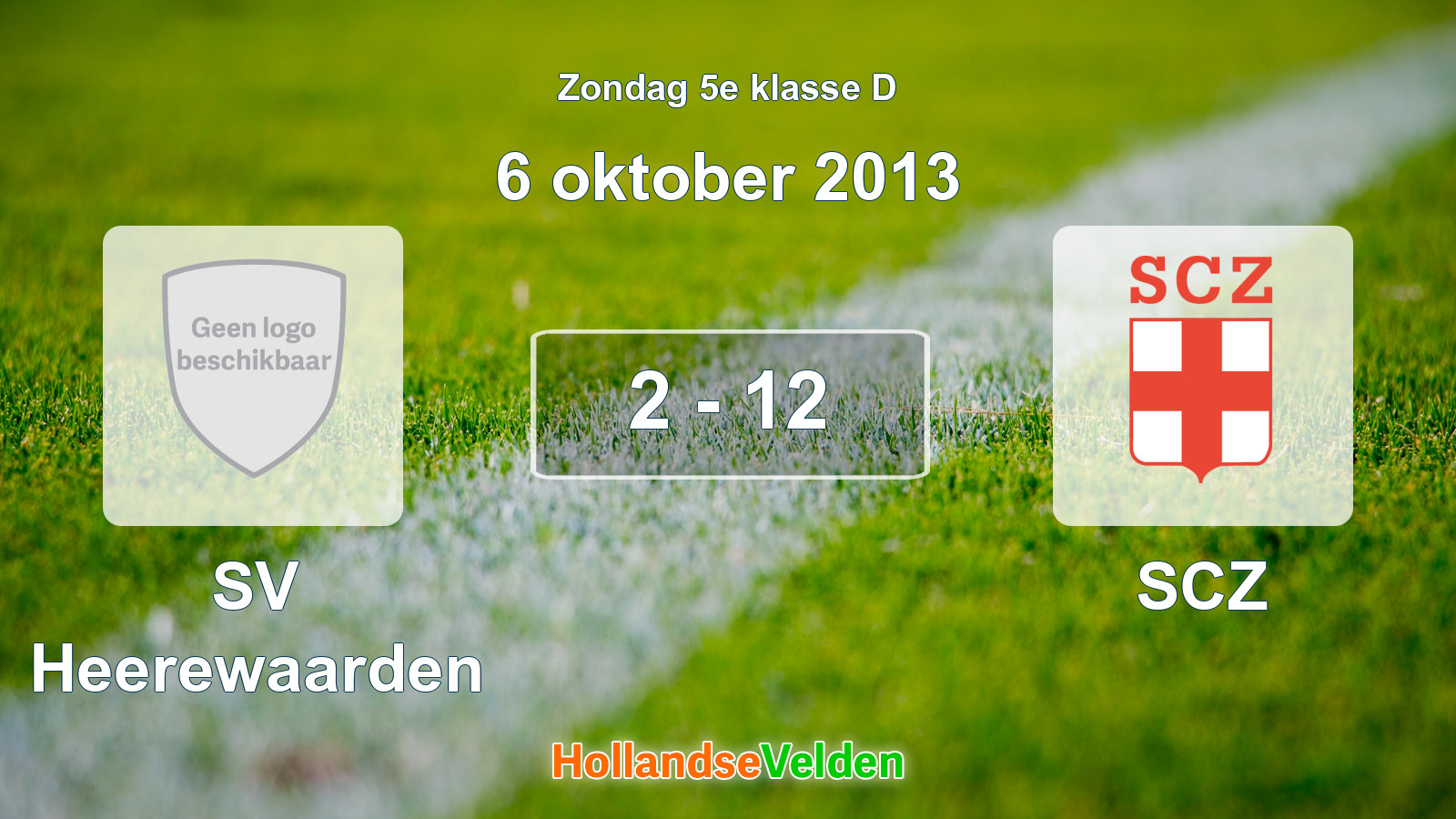 Gespeelde wedstrijd: SV Heerewaarden - SCZ 2 - 12 (6 oktober 2013)