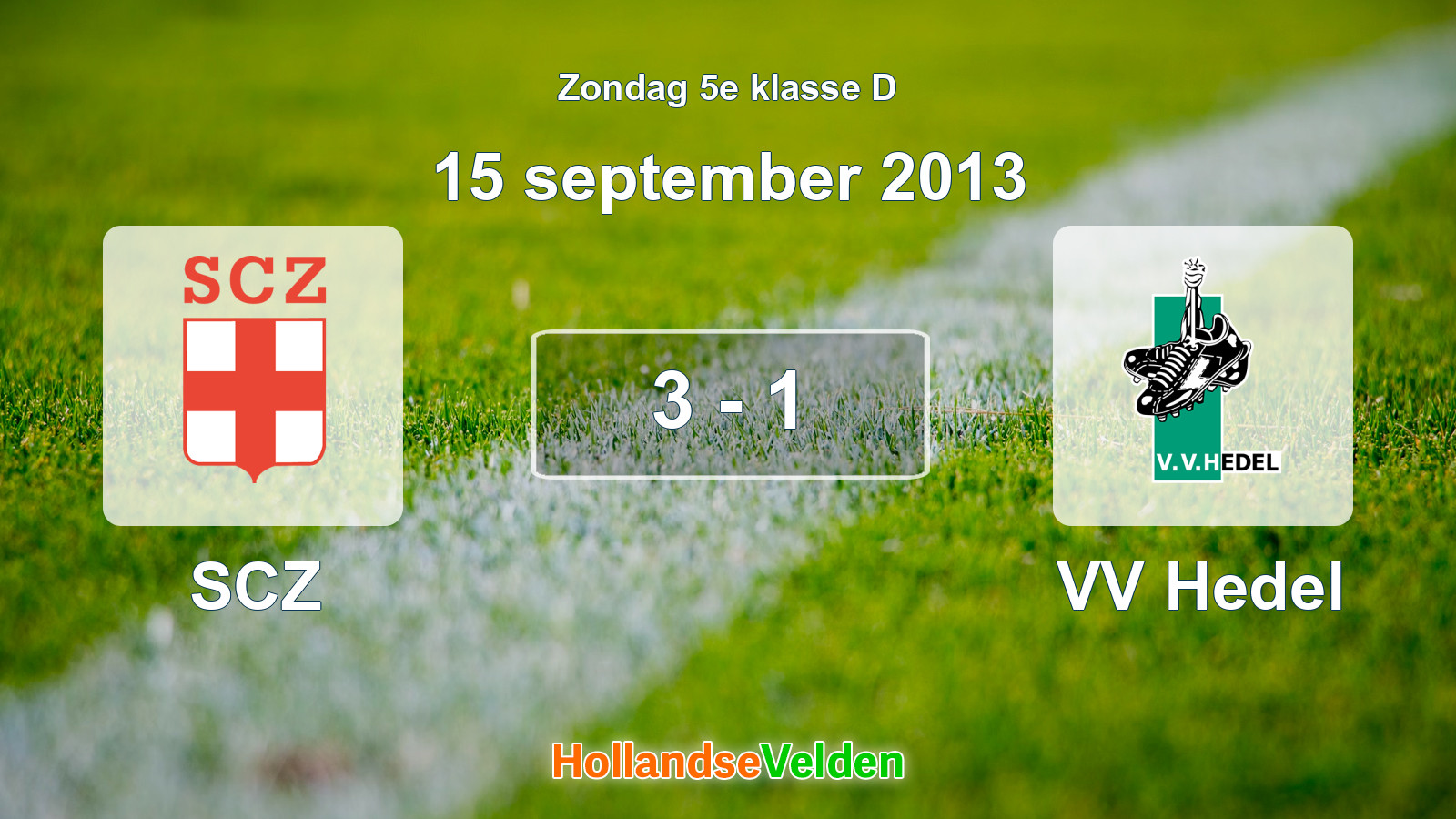 Gespeelde wedstrijd: SCZ - VV Hedel 3 - 1 (15 september 2013)