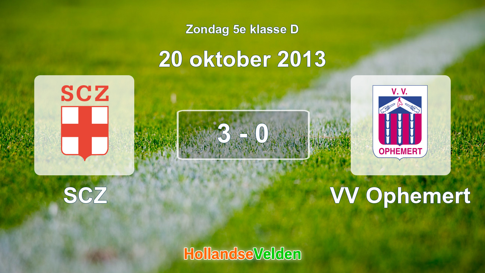 Gespeelde wedstrijd: SCZ - VV Ophemert 3 - 0 (20 oktober 2013)