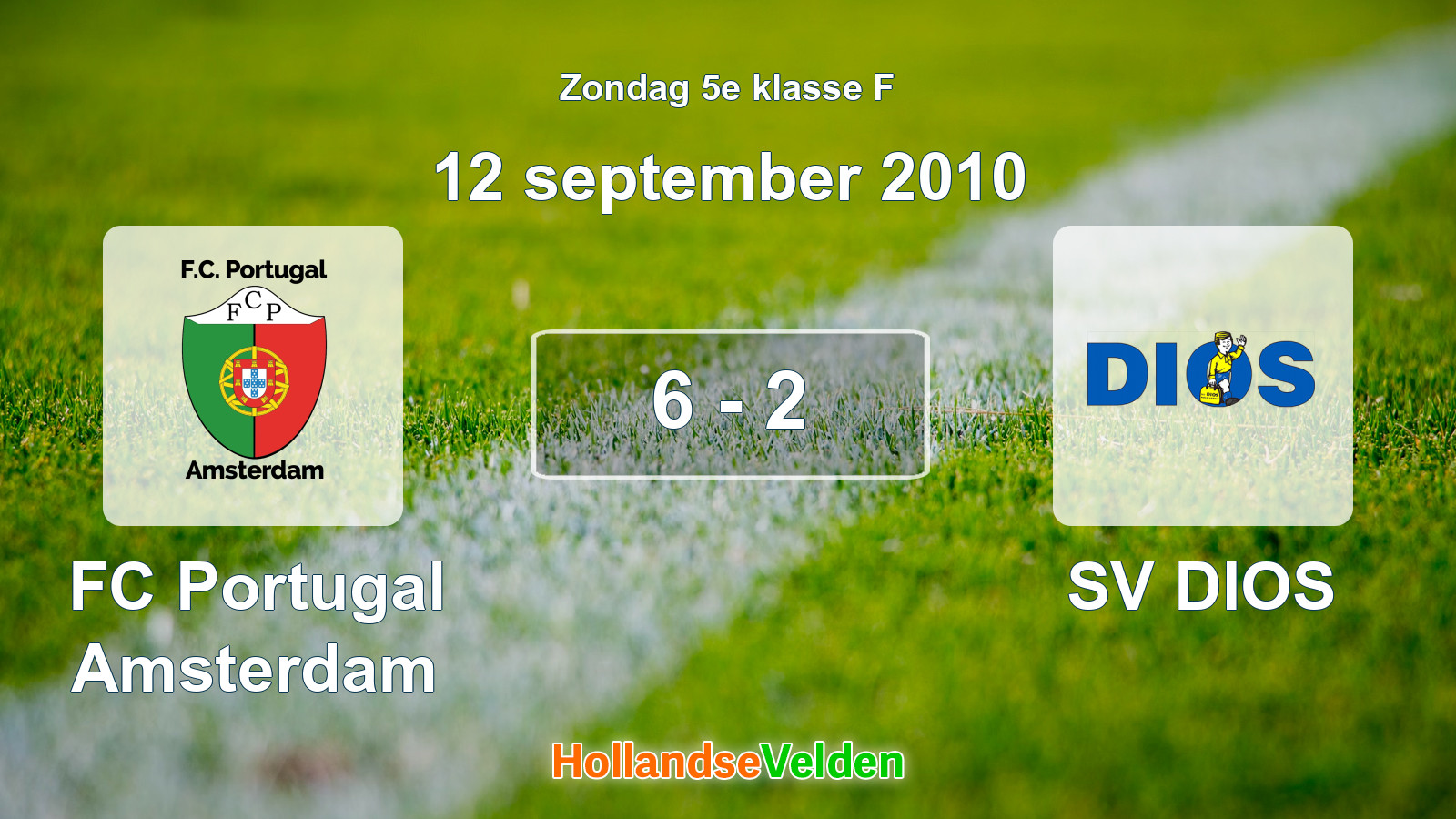 Gespeelde wedstrijd: FC Portugal Amsterdam - SV DIOS 6 - 2 (12 september 2010)
