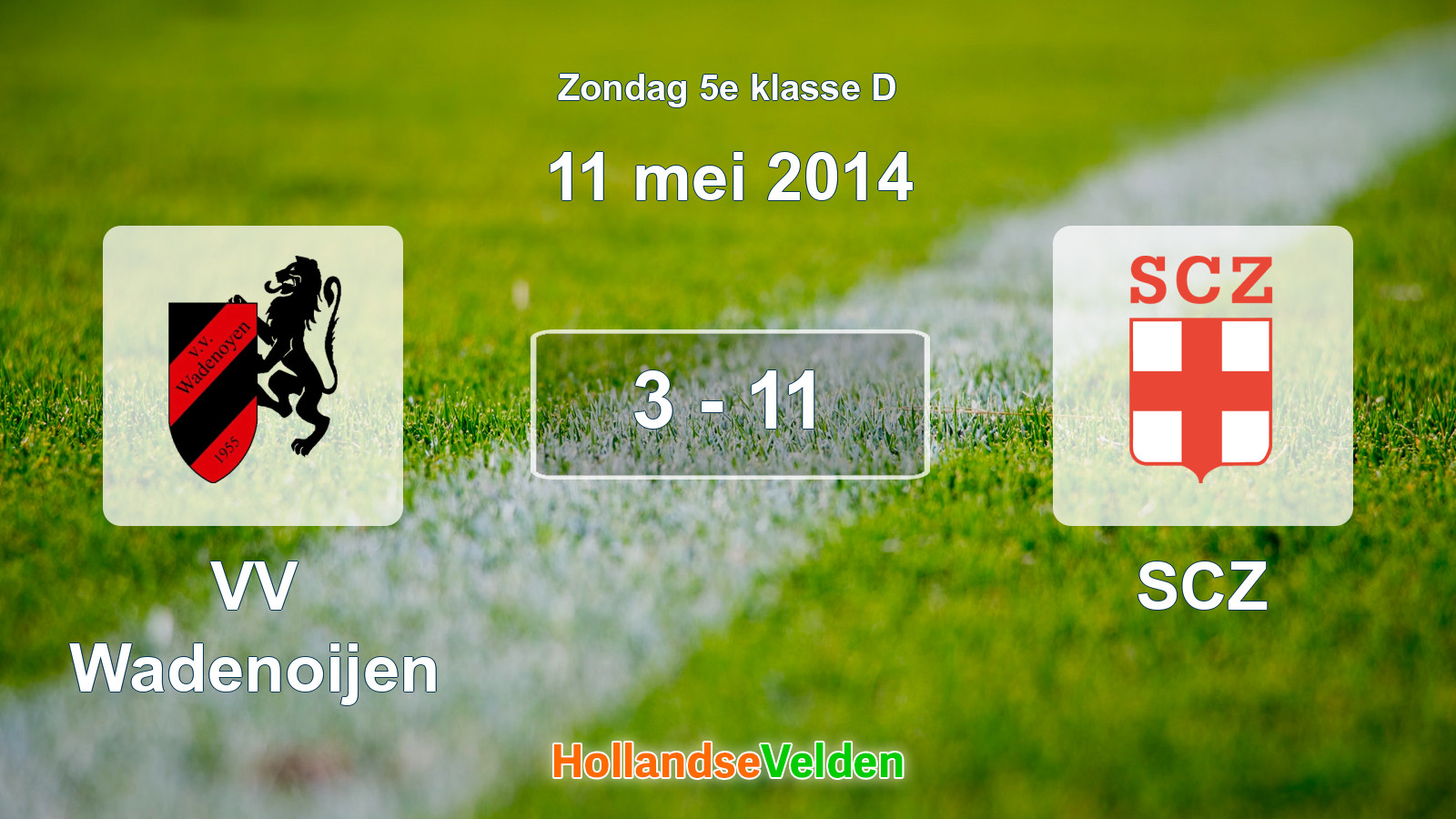 Gespeelde wedstrijd: VV Wadenoijen - SCZ 3 - 11 (11 mei 2014)