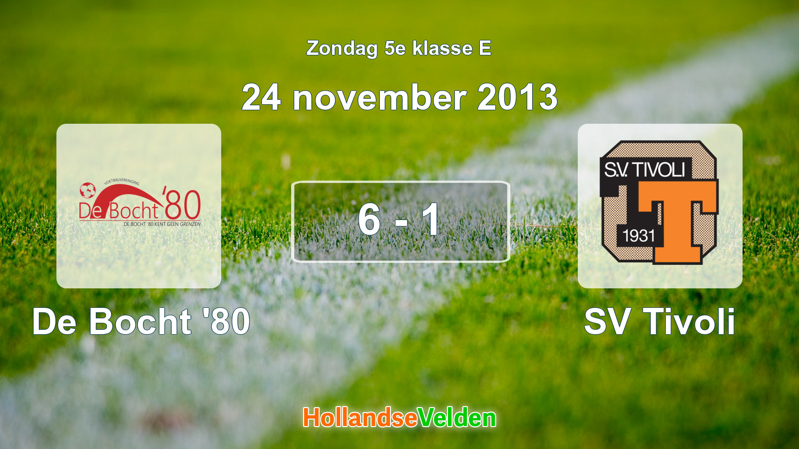 Gespeelde wedstrijd: De Bocht '80 - SV Tivoli 6 - 1 (24 november 2013)