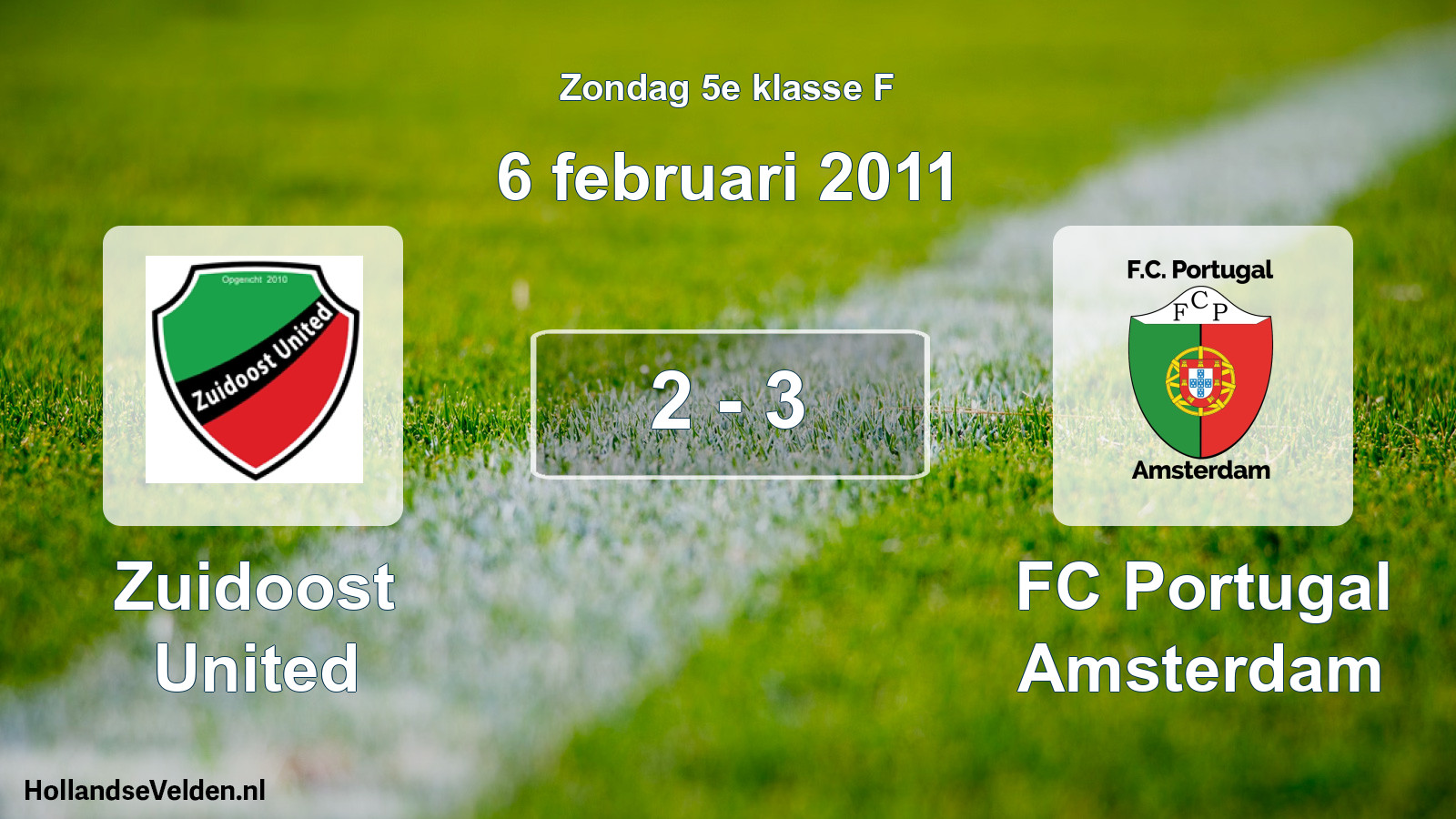 Gespeelde wedstrijd: Zuidoost United - FC Portugal Amsterdam 2 - 3 (6 februari 2011)