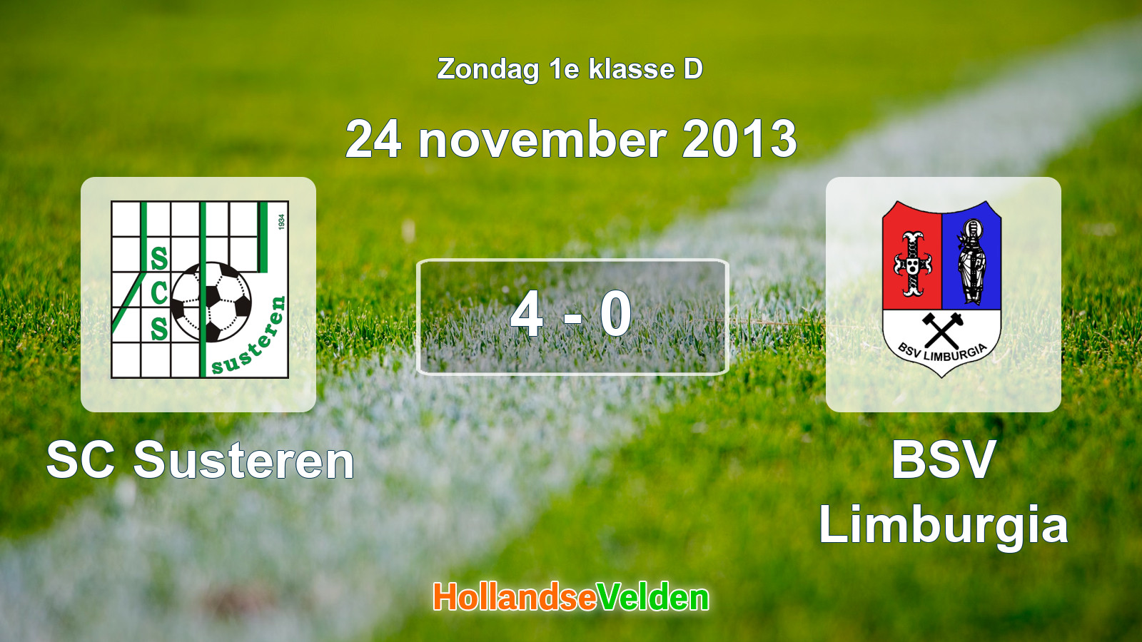 Gespeelde wedstrijd: SC Susteren - BSV Limburgia 4 - 0 (24 november 2013)