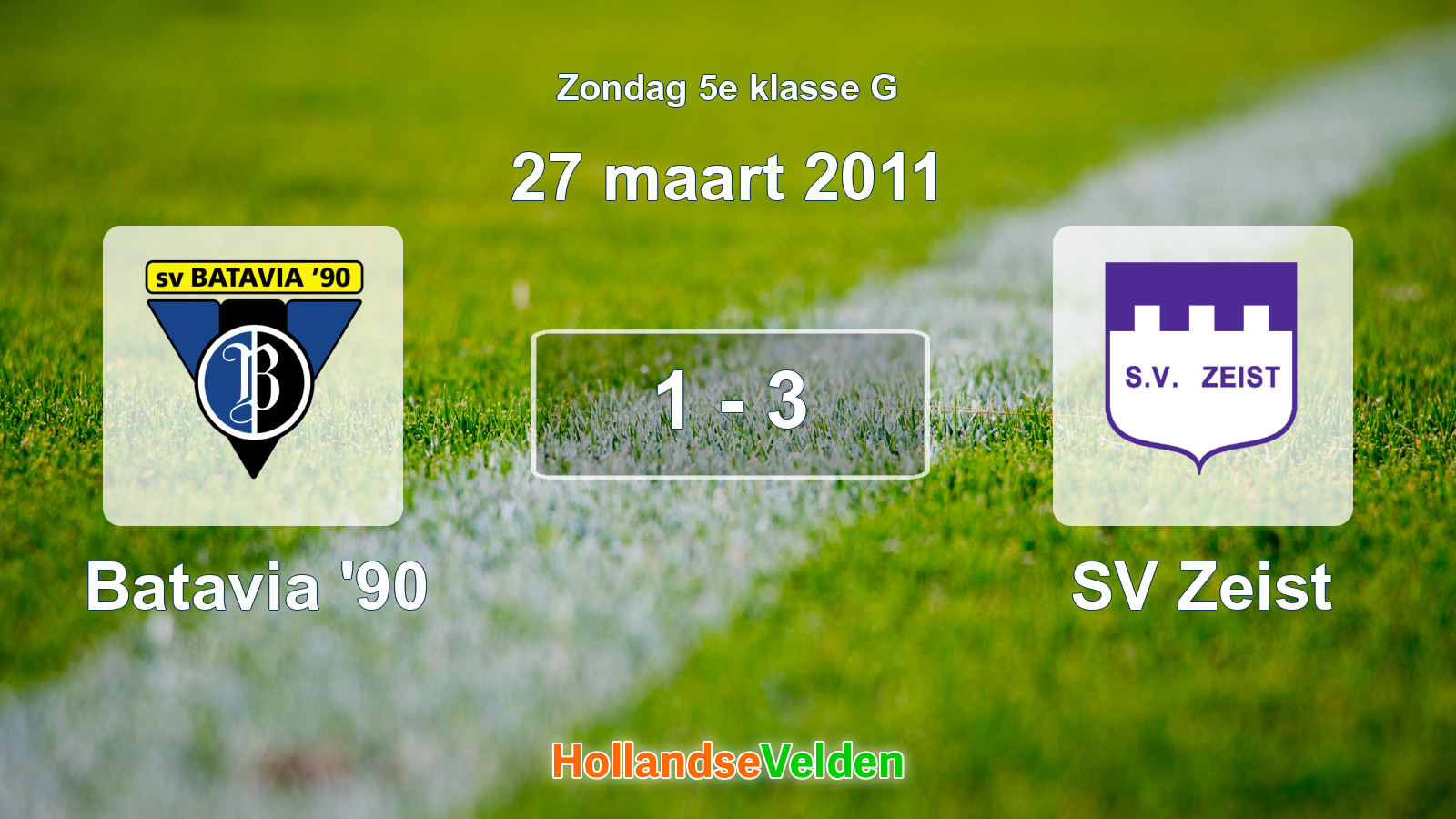 Gespeelde wedstrijd: Batavia '90 - SV Zeist 1 - 3 (27 maart 2011)