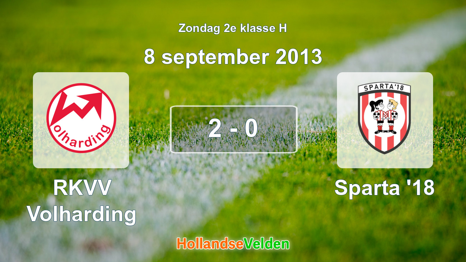 Gespeelde wedstrijd: RKVV Volharding - Sparta '18 2 - 0 (8 september 2013)
