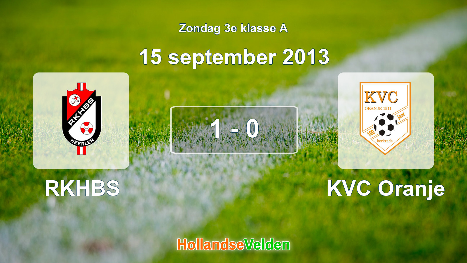 Gespeelde wedstrijd: RKHBS - KVC Oranje 1 - 0 (15 september 2013)