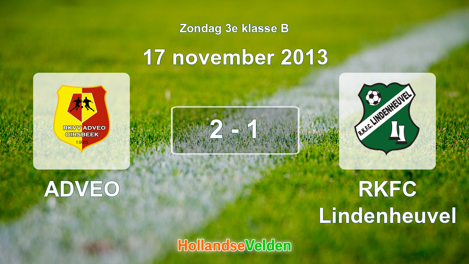 Gespeelde wedstrijd: ADVEO - RKFC Lindenheuvel 2 - 1 (17 november 2013)