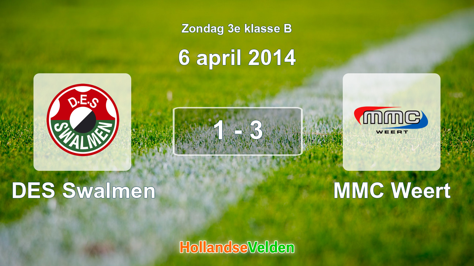 Gespeelde wedstrijd: DES Swalmen - MMC Weert 1 - 3 (6 april 2014)
