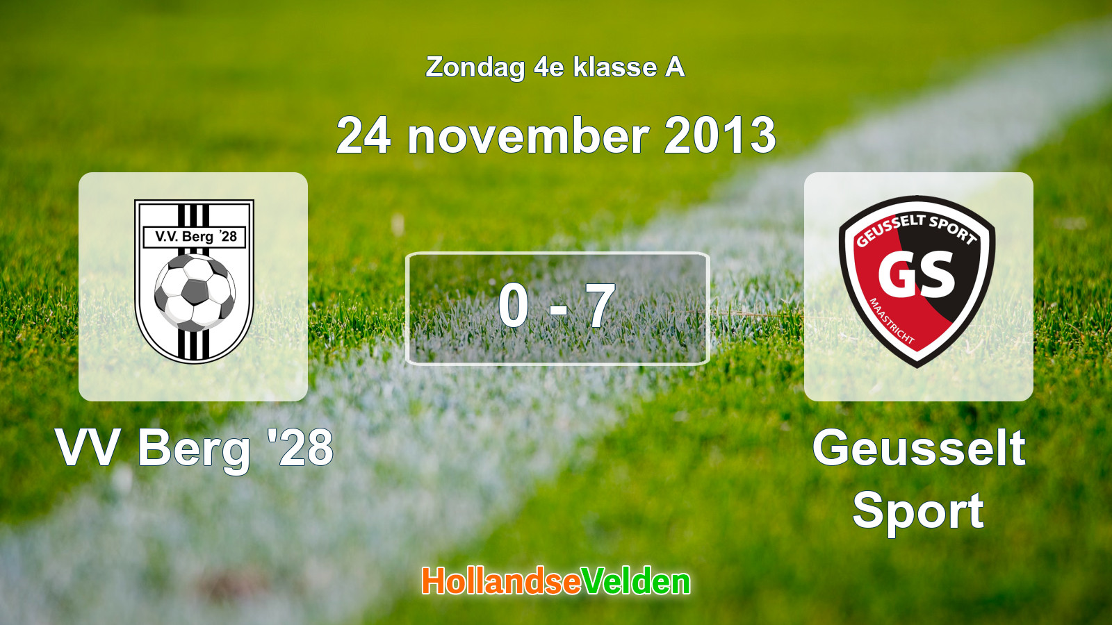 Gespeelde wedstrijd: VV Berg '28 - Geusselt Sport 0 - 7 (24 november 2013)