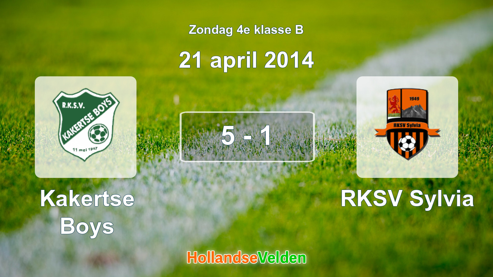 Gespeelde wedstrijd: Kakertse Boys - RKSV Sylvia 5 - 1 (21 april 2014)