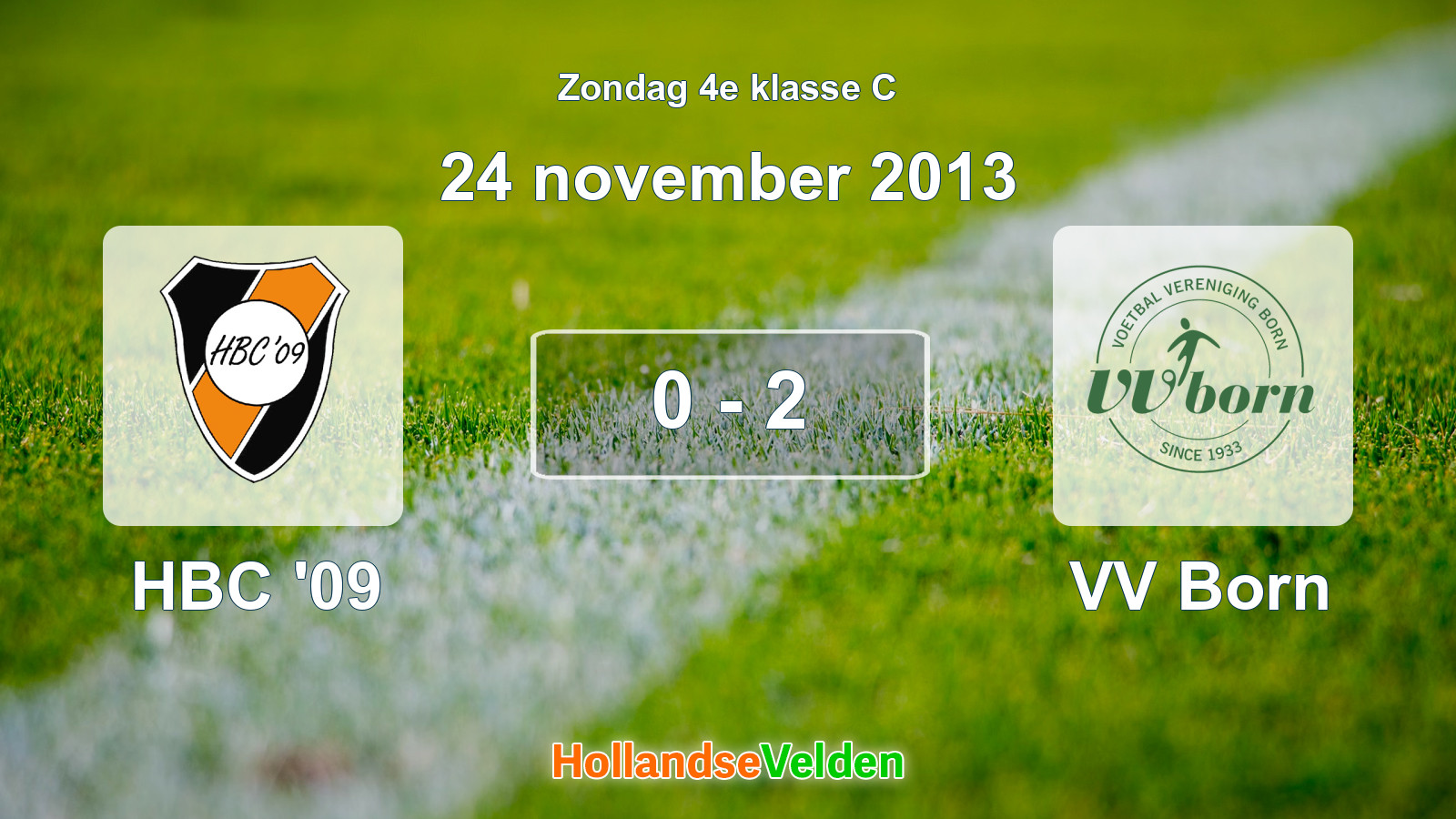 Gespeelde wedstrijd: HBC '09 - VV Born 0 - 2 (24 november 2013)