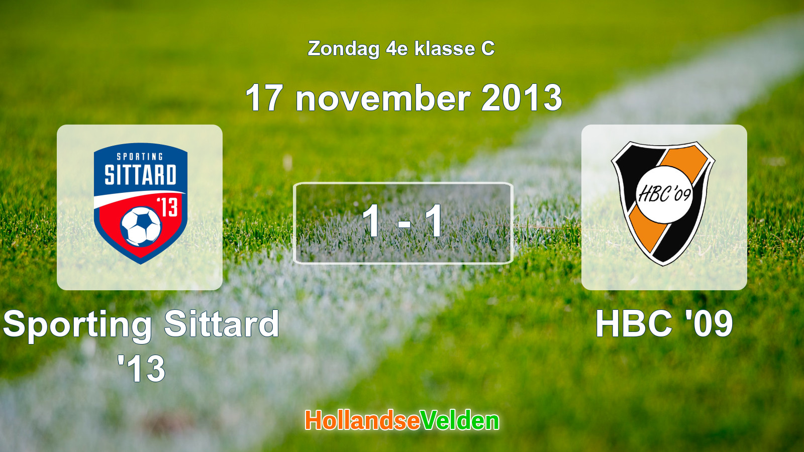 Gespeelde wedstrijd: Sporting Sittard '13 - HBC '09 1 - 1 (17 november 2013)
