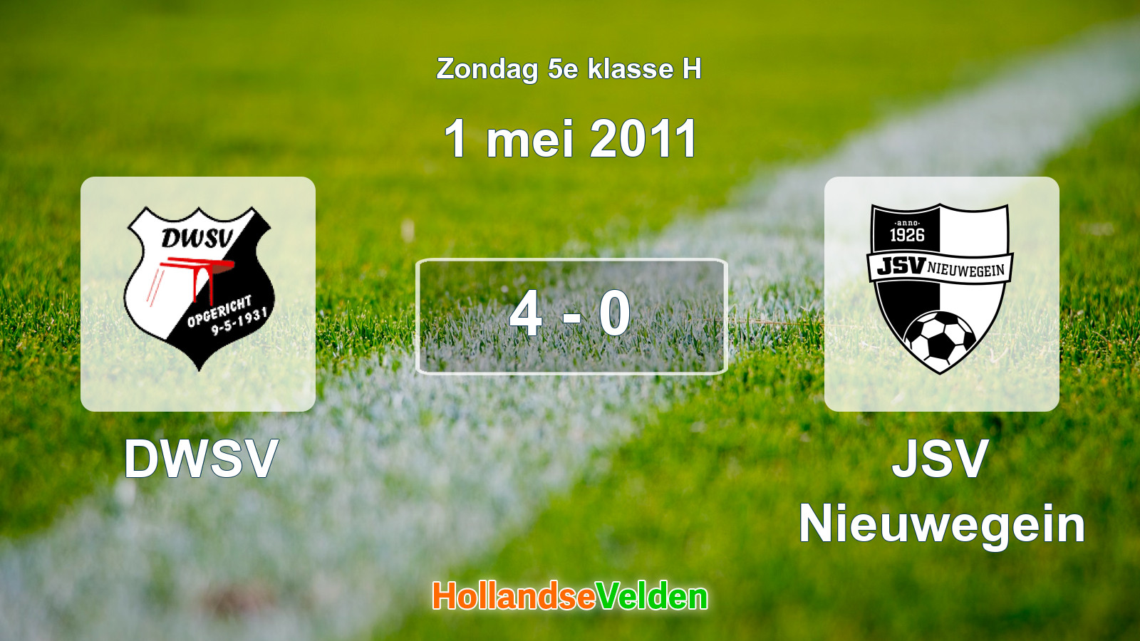 Gespeelde wedstrijd: DWSV - JSV Nieuwegein 4 - 0 (1 mei 2011)