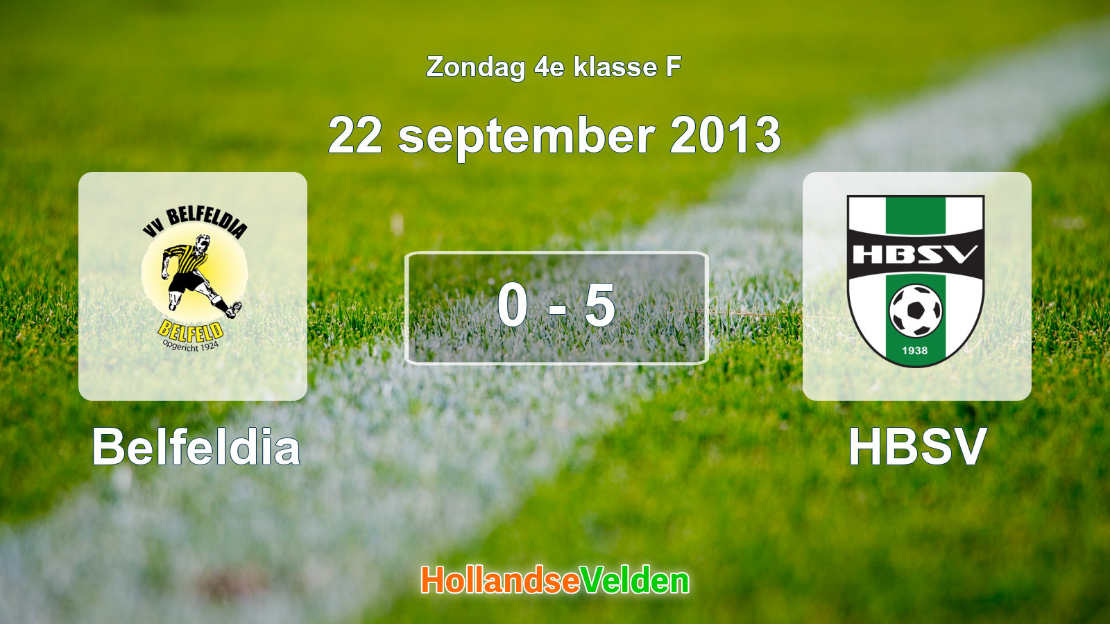 Gespeelde wedstrijd: Belfeldia - HBSV 0 - 5 (22 september 2013)