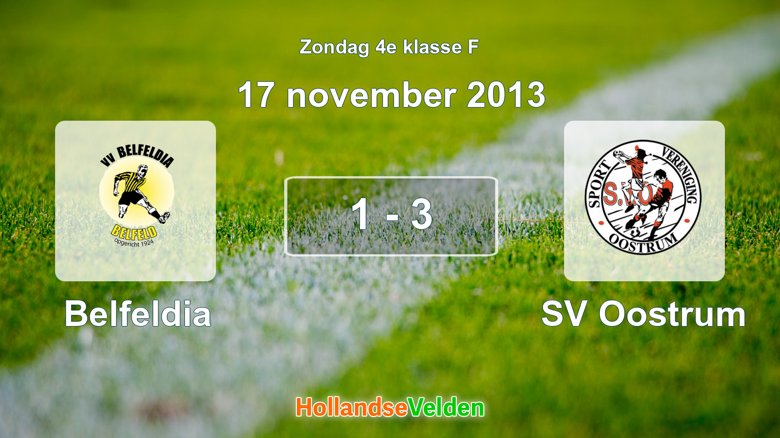 Gespeelde wedstrijd: Belfeldia - SV Oostrum 1 - 3 (17 november 2013)