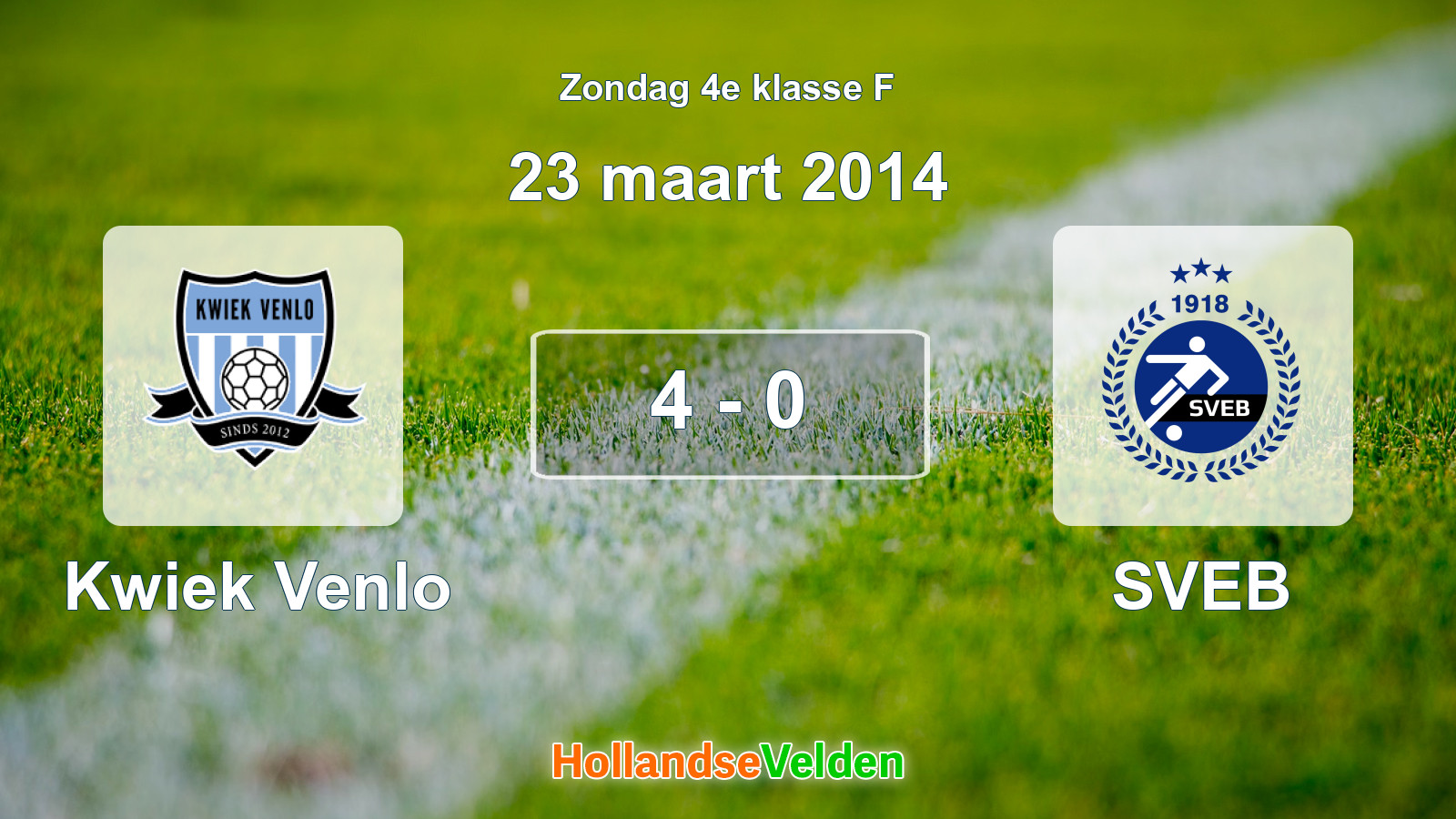 Gespeelde wedstrijd: Kwiek Venlo - SVEB 4 - 0 (23 maart 2014)