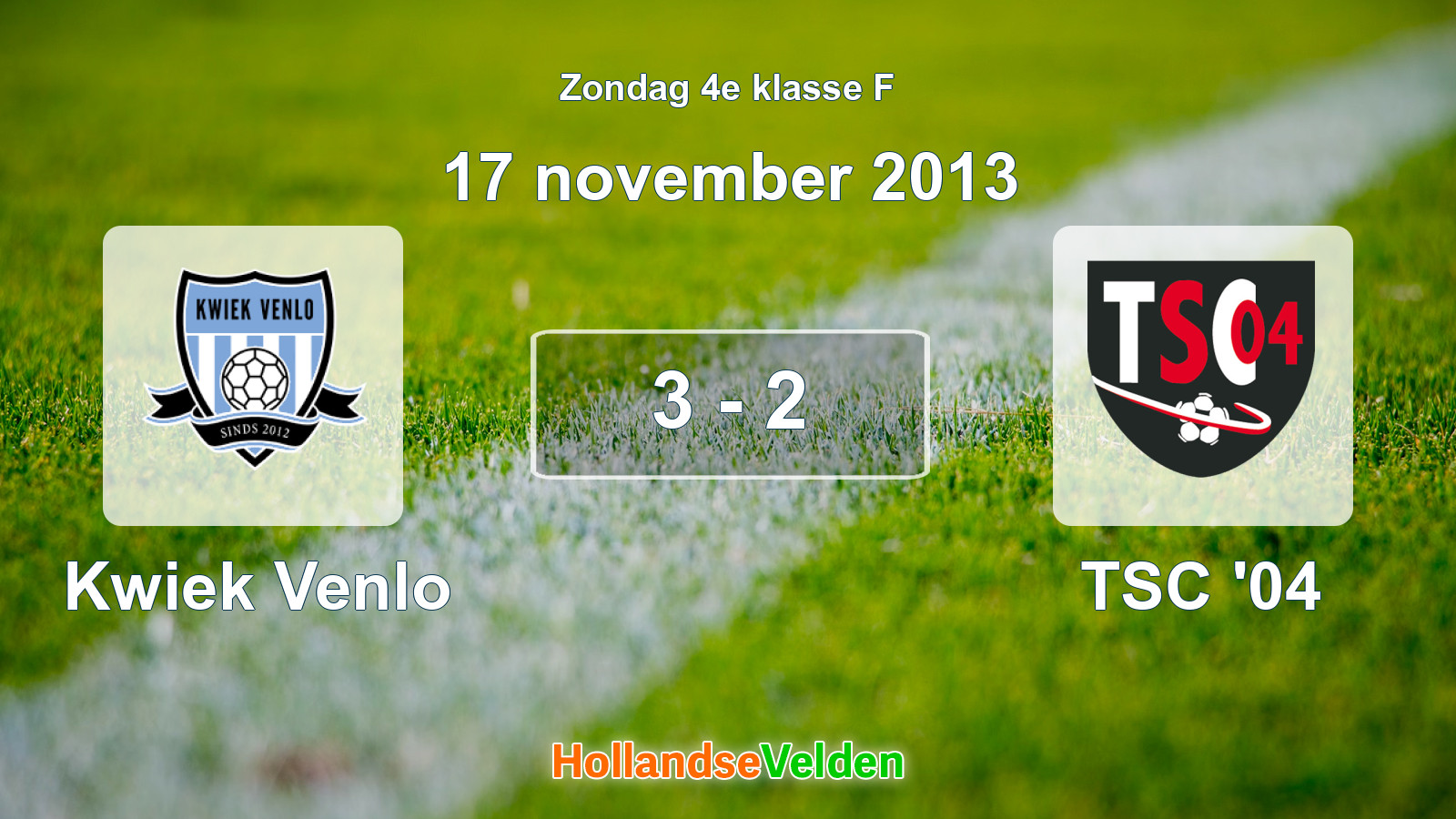 Gespeelde wedstrijd: Kwiek Venlo - TSC '04 3 - 2 (17 november 2013)