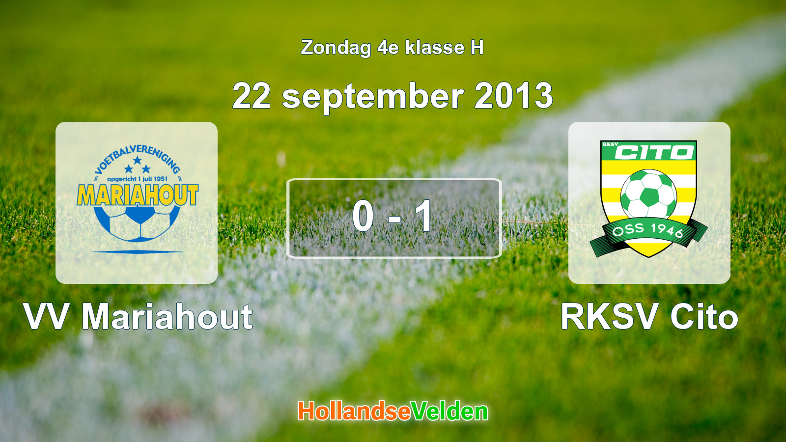 Gespeelde wedstrijd: VV Mariahout - RKSV Cito 0 - 1 (22 september 2013)