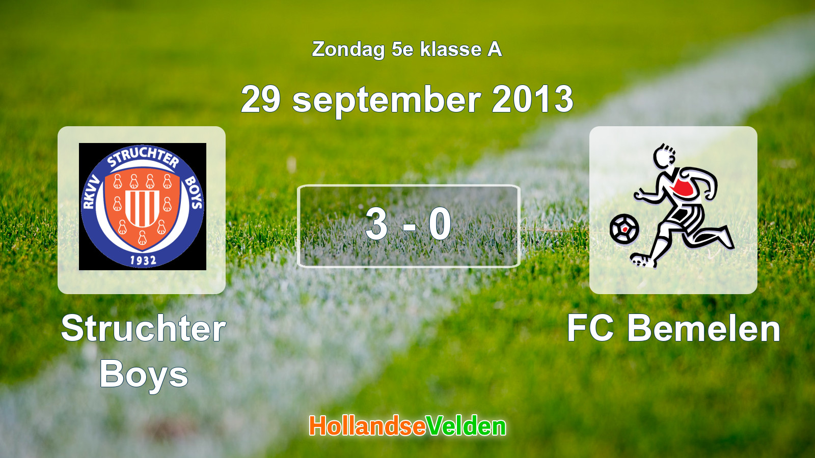 Gespeelde wedstrijd: Struchter Boys - FC Bemelen 3 - 0 (29 september 2013)