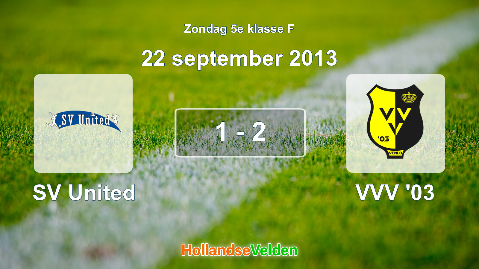 Gespeelde wedstrijd: SV United - VVV '03 1 - 2 (22 september 2013)