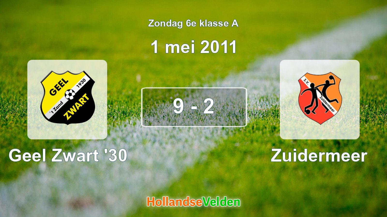 Gespeelde wedstrijd: Geel Zwart '30 - Zuidermeer 9 - 2 (1 mei 2011)