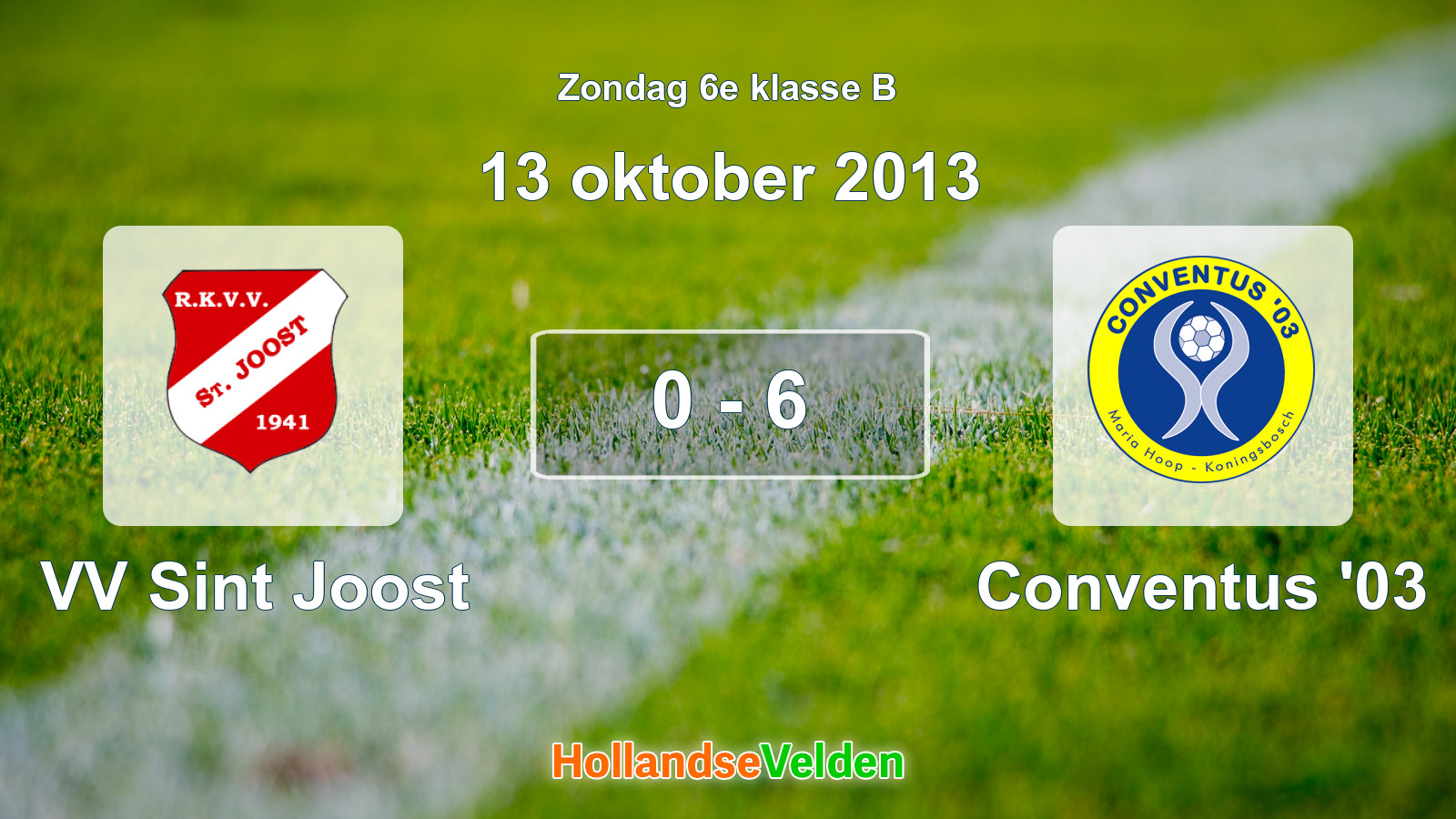 Gespeelde wedstrijd: VV Sint Joost - Conventus '03 0 - 6 (13 oktober 2013)