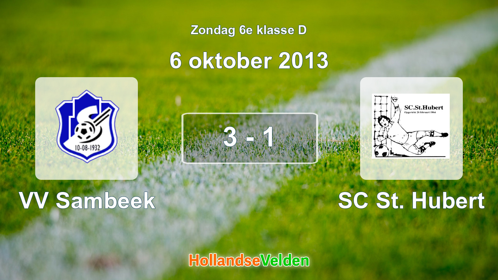 Gespeelde wedstrijd: VV Sambeek - SC St. Hubert 3 - 1 (6 oktober 2013)