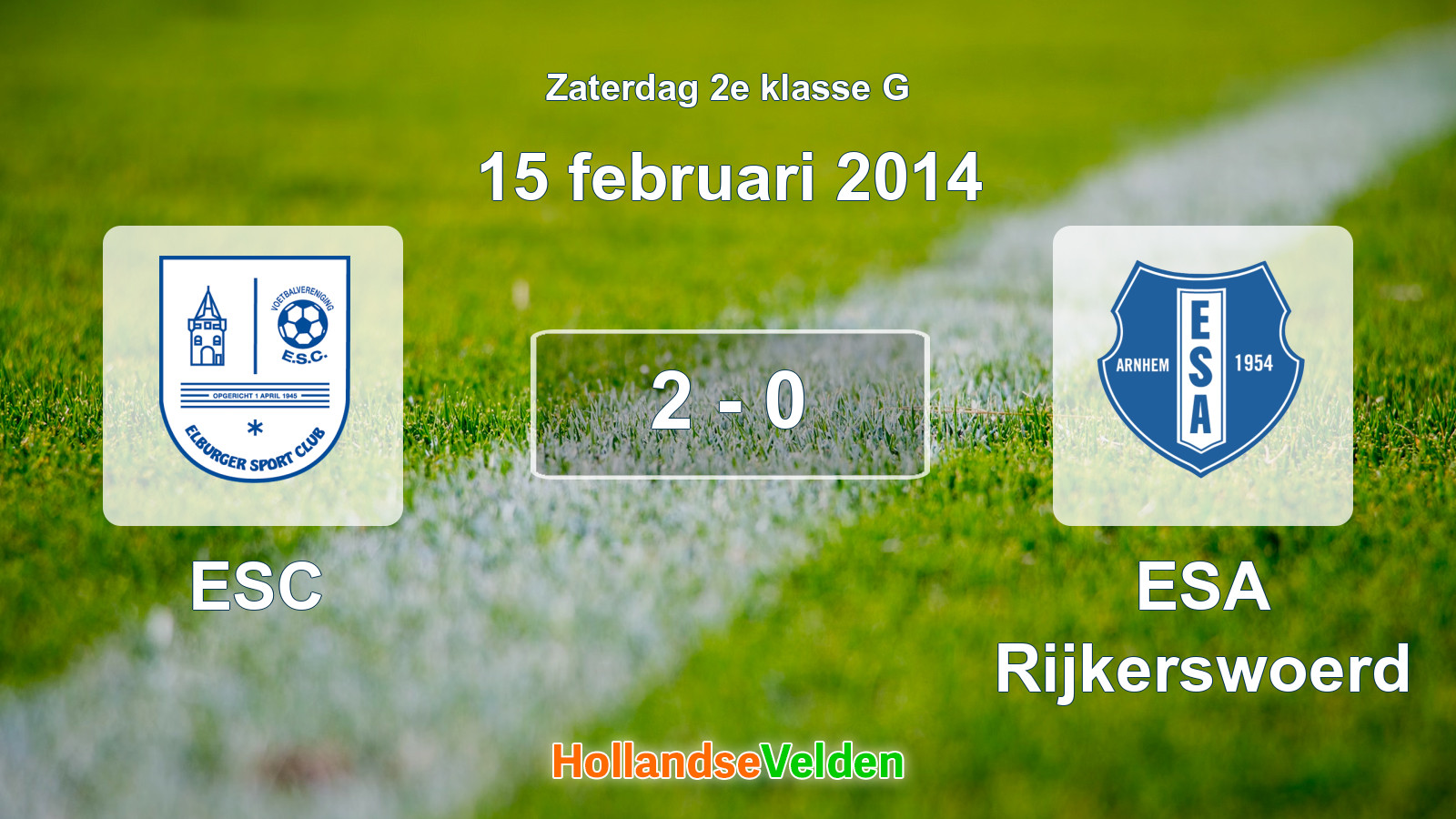 Gespeelde wedstrijd: ESC - ESA Rijkerswoerd 2 - 0 (15 februari 2014)